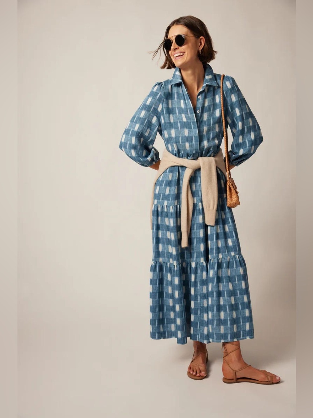 Tuckernuck Pomander Place Checkerboard Ikat Print Maxi Dress Women’s XXXL FLAW